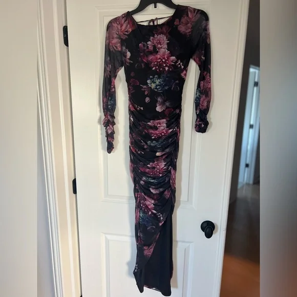 lace long sleeve maxi dress in black Evelyn Lace Maxi Dress Long Sleeve Black